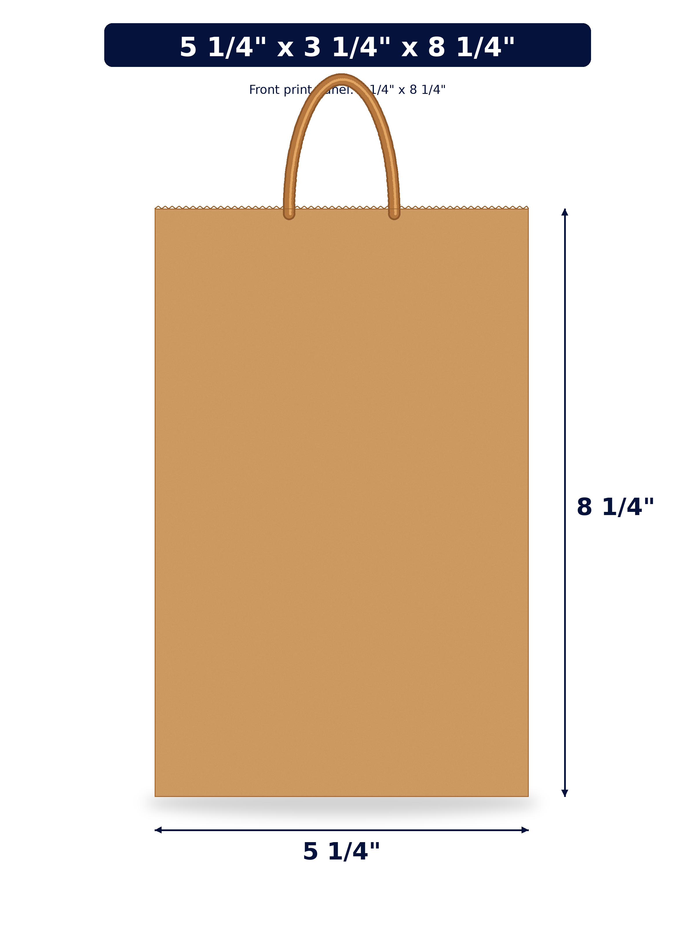 5x3x8 kraft bag front print panel